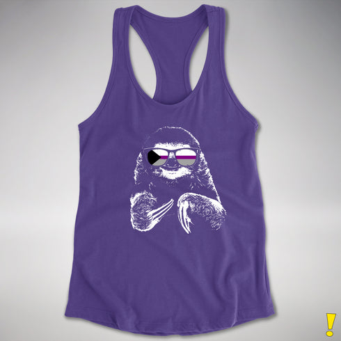 Pride Sloth Demisexual Pride Flag Sunglasses Women's Racerback Tank - Purple